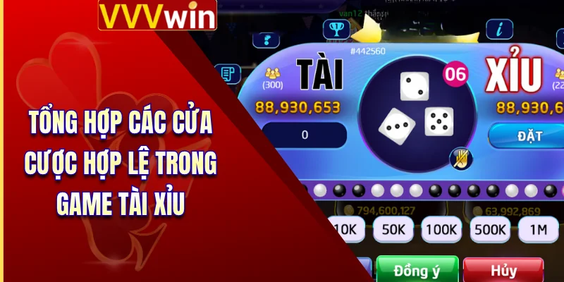 Tổng hợp các cửa cược hợp lệ trong game tài xỉu